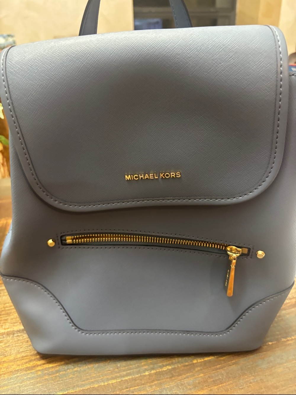 Michael Kors Harrison Medium Saffiano Leather Backpack. "denim" blue” like new